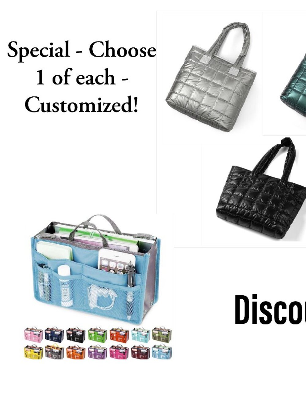 SPECIAL COMBO - YOU CHOOSE - Pick 1 Tote and 1 Organizer - NWT - GIFT BOX